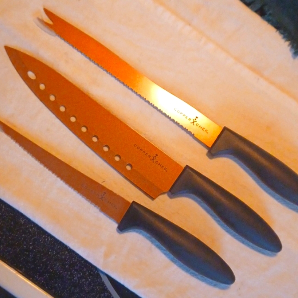 Brand new unused copper chef brand kitchen prep knives